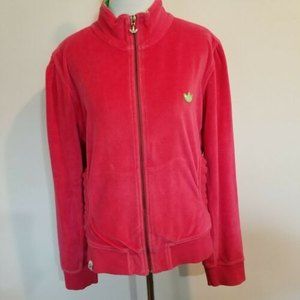 Vintage Adidas Adi Dassler Sz 44 Velvet Velour Track Jacket Womens Pink Trefoil